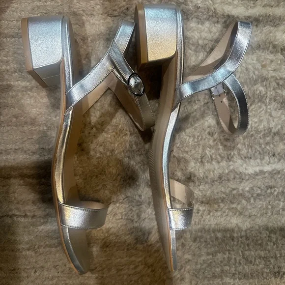 Stuart Weitzman Metallic Silver Block Heels. Never Worn! - Picture 5 of 6
